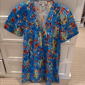 Hunter Bell Vibrant Blue and Red Floral Blouse